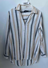 Load image into Gallery viewer, Tahari Womens Multicolor Striped Long Sleeve Collared Button-Up Shirt Size M