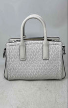 Load image into Gallery viewer, Calvin Klein Womens White Signature Print Leather Detachable Strap Satchel Bag