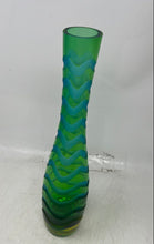 Load image into Gallery viewer, Blue Green Engraved Glass Home Decorative Collectible Flower Vase