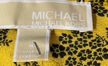 Load image into Gallery viewer, Michael Kors Womens Yellow Floral Print Short Sleeve A-Line Dress Size 4