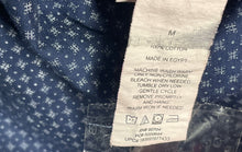 Load image into Gallery viewer, Vince Camuto Mens Blue White Printed Cotton Short Sleeve Button-Up Shirt Size M