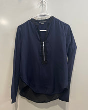 Load image into Gallery viewer, Armani Exchange Womens Blue Long Sleeve High Low Hem Blouse Top Size XXS