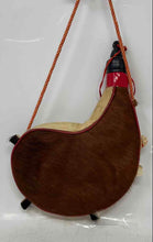 Load image into Gallery viewer, Traditional Spanish Brown White Bota Bag Goat Skin Wine Flask Fur Trim Boot