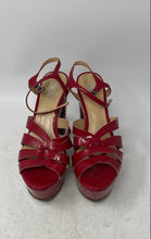 Load image into Gallery viewer, Idoré Womens Red Peep Toe Adjustable Strap Platform Heels Size EUR 39