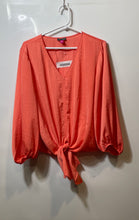 Load image into Gallery viewer, Vince Camuto Womens Orange Long Sleeve Tie Front Blouse Top Size Large