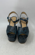 Load image into Gallery viewer, Michael Kors Womens Blue Black Snakeskin Leather Block Platform Heels Size 6M
