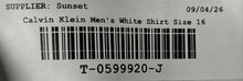 Load image into Gallery viewer, Calvin Klein Mens White Cotton Long Sleeve Non-Iron Slim Fit Dress Shirt Size 16