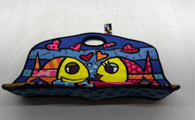 Load image into Gallery viewer, Romero Britto Womens Blue Multicolor Deeply In Love Graphic Print Tote Handbag