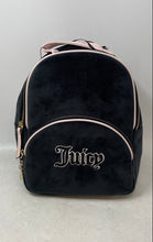Load image into Gallery viewer, Juicy Couture Velour Womens Black Pink Adjustable Strap Travel Backpack w/ Pouch