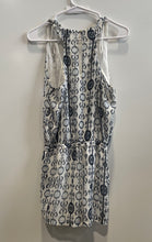 Load image into Gallery viewer, Zara Womens White Blue Geometric Sleeveless One-Piece Romper Size Small