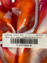 Load image into Gallery viewer, Calvin Klein Womens Orange White Tie-Dye 3/4 Sleeve Blouse Top Size Medium