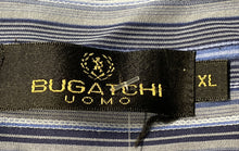 Load image into Gallery viewer, Bugatchi Mens Blue Striped Cotton Long Sleeve Collared Button-Up Shirt Size XL