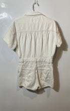 Load image into Gallery viewer, Zara Womens Beige Denim Short Sleeve Collared One-Piece Romper Size M