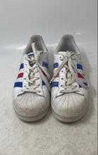 Load image into Gallery viewer, Adidas Mens Superstar White Blue Red Leather Lace-Up Sneakers Shoes Size 7