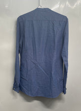 Load image into Gallery viewer, Zara Mens Blue Long Sleeve Mandarin Collar Slim Fit Button-Up Shirt Size Medium