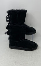 Load image into Gallery viewer, Ugg Womens Bailey Bow II Black Round Toe Snow Boot Size 4