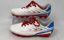 Load image into Gallery viewer, DSG Kids Speed Viper White Red Blue Lace-Up Low Top Soccer Cleats Size 1.5