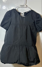 Load image into Gallery viewer, Zara Womens Black Short Puff Sleeve Crew Neck Back Tie Tiered Blouse Top Size M