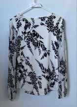 Load image into Gallery viewer, White House Black Market Womens White Black Floral Long Sleeve Blouse Top Size S