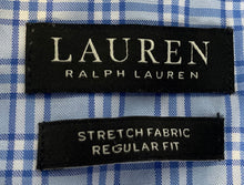 Load image into Gallery viewer, Lauren Ralph Lauren Mens Blue White Plaid Stretch Dress Shirt Size XXL 16 36/37
