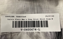 Load image into Gallery viewer, Calvin Klein Mens Gray Plaid Print Cotton Short Sleeve Button-Up Shirt Size M