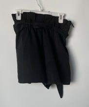 Load image into Gallery viewer, Zara Womens Black High Rise Belted Pull-On Paperbag Shorts Size Small