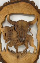 Load image into Gallery viewer, Vintage Wooden Bison Carved Buffalo & Steer skull Wall Hanging