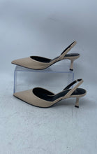 Load image into Gallery viewer, Mango Womens Beige Leather Pointed Toe Kitten Slingback Heels Size EUR 36