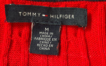 Load image into Gallery viewer, Tommy Hilfiger Womens Red Cotton Long Sleeve V-Neck Pullover Sweater Size M