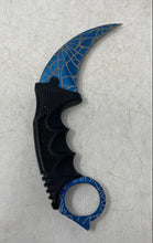Load image into Gallery viewer, WarTech Blue Spider Web Blade Finish Stainless Steel Karambit Neck Knife