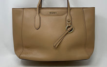 Load image into Gallery viewer, DKNY Womens Brown Leather Inner Pockets Double Handle Tote Handbag