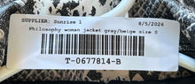 Load image into Gallery viewer, Philosophy Womens Gray Beige Snake Print Faux Leather Biker Jacket Size S
