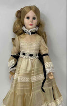 Load image into Gallery viewer, Vintage Collectible Blonde Curly Hair Porcelain Doll In Long Victorian Dress