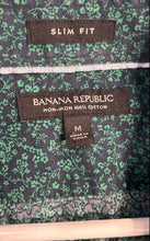 Load image into Gallery viewer, Banana Republic Mens Green Printed Cotton Slim Fit Non-Iron Button-Up Shirt Sz M