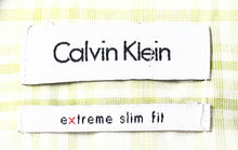 Load image into Gallery viewer, Calvin Klein Mens Green White Plaid Long Sleeve Collared Dress Shirt Sz 15 32/33