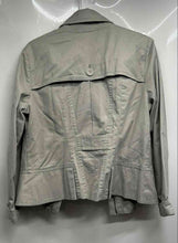 Load image into Gallery viewer, New York & Company Womens Gray Collared Ruffle Button Front Jacket Size Medium