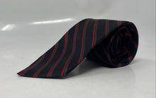 Load image into Gallery viewer, Christian Dior Mens Black Red Striped Embroidered Logo Adjustable Designer Tie