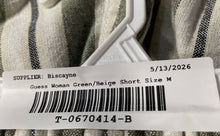 Load image into Gallery viewer, Guess Womens Green Beige Striped Print Drawstring Beach Shorts Size Medium
