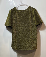 Load image into Gallery viewer, Michael Kors Womens Olive Green Gold Sparkling Metallic Glitter Blouse Top Sz XL