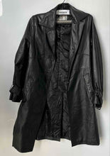 Load image into Gallery viewer, Artica Womens Black Leather Long Sleeve Button Front Trench Coats Size 42
