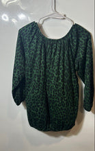 Load image into Gallery viewer, Michael Kors Womens Green Leopard Print 3/4 Sleeve Square Neck Blouse Top Size M