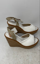 Load image into Gallery viewer, Piccadilly Cloud Womens White Brown Leather Wedge Heel Espadrille Sandals Size 6