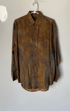 Load image into Gallery viewer, Bugatchi Mens Brown Tie-Dye Long Sleeve Pointed Collar Button-Up Shirt Size S