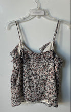 Load image into Gallery viewer, Express Womens Multicolor Printed Ruffle Spaghetti Strap Tank Top Size M