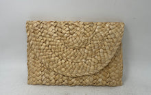 Load image into Gallery viewer, Unbranded Womens Beige Woven Straw Flap Envelope Clutch Purse