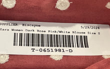 Load image into Gallery viewer, Zara Womens Dark Rose Pink White Polka Dot Long Sleeve Button-Up Shirt Size S