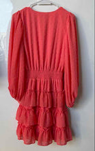 Load image into Gallery viewer, Vince Camuto Womens Orange Textured Long Sleeve Ruffle A-Line Dress Size Small