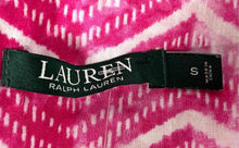 Load image into Gallery viewer, Lauren Ralph Lauren Womens Pink White Chevron 3/4 Sleeve Button-Up Shirt Size S