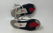 Load image into Gallery viewer, Nike Boys Air Jordan 4 Retro White Black Gray Lace-Up Sneaker Shoes Size 12C