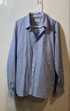Load image into Gallery viewer, Lacoste Mens Blue White Gingham Cotton Regular Fit Button-Up Shirt Size 2XL